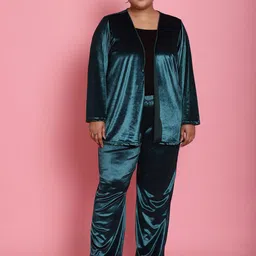 theRebelinme Front Open Velvet Shrug With Trousers Co-Ords-36