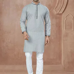 OUTLUK Mandarin Collar Cotton Straight Kurta-image-11