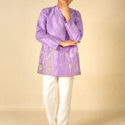 Jilmil Boys Ethnic Motifs Embroidered Regular Sequined Kurta with Trousers-16