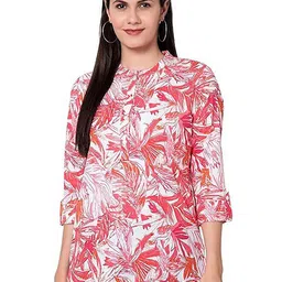 BAESD Women Printed Mandarin Collar Cotton Top-image-61