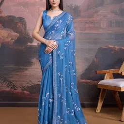 House of Pataudi Sequinned Embellished Saree-40