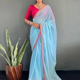Panzora Embellished Georgette Lace Border Saree-image-91