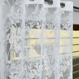 RIDHAAN White Floral Sheer Eyelet Long Door Curtain-picture-27
