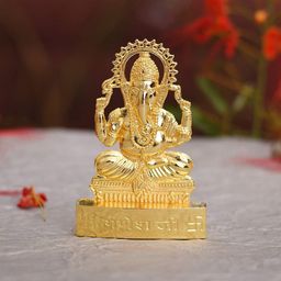 CraftVatika Golden Lord Ganesh Idol Metal Showpiece-image-28