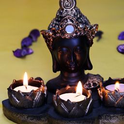 BECKON VENTURE Gold-Toned & Black Buddha Idol Showpiece-image-32