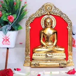 Kridaykraft Gold Toned & Red Lord Mahaveer Religious Idol Showpiece-image-78
