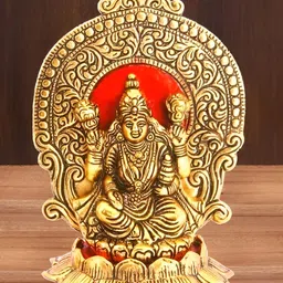 Kridaykraft Gold Toned & Red Goddess Laxmi Religious Idol Showpiece-3