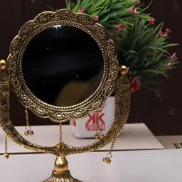 Kridaykraft Gold-Toned Fish Design Table Mirror Showpiece-image-46