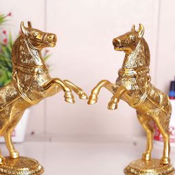 Kridaykraft Gold-Toned 2 Pieces Jumping Horse Metal Showpieces-image-48