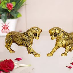 Kridaykraft Gold Toned 2 Pieces Tiger Figurine Showpieces-image-9