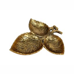 Kridaykraft Gold Toned Leaf Tray Textured Small Showpiece-16