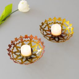 Golden Peacock 2 Pieces Gold-Toned Candle Holders-87