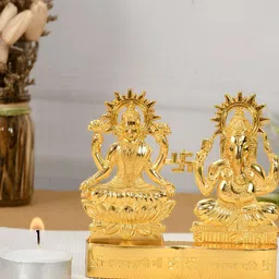 Navyaksh Gold Toned Laxmi Ganesh Metal Idol Showpiece-picture-15