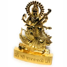Navyaksh Gold-Tone Religious Idol  Saraswati Vidya Devi Showpiece-image-13