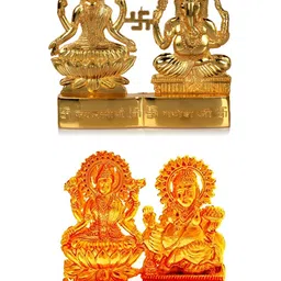 Navyaksh Gold- Toned 2 Pieces Religious Idol Laxmi Ganesh ji  Laxmi Kuber ji Showpiece-24