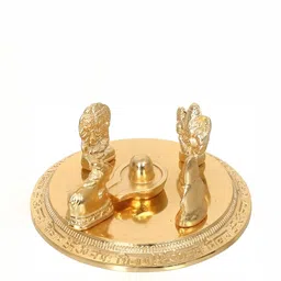 Navyaksh Gold Toned Brass shivling kalash stand, brass pooja thali Showpiece-image-74