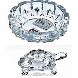 Navyaksh Transparent Crystal Turtle With Plate Showpiece-17