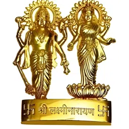 Navyaksh Gold-Toned Small Religious Idol Lord Laxmi and Vishnu Ji Brass-20