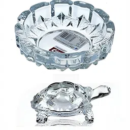 Navyaksh Transparent 2 Pieces Crystal Turtle With Plate Showpieces-14