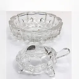 Navyaksh Crystal Turtle Tortoise with Plate for Feng Shui and Vastu Decorative Showpiece-5