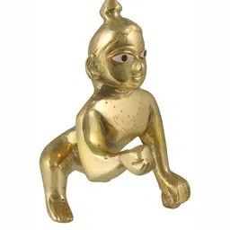 Navyaksh Gold Toned Laddu Gopal Kanha ji Idol Showpiece-55