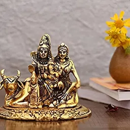 Navyaksh Gold Toned Shiva Parvati Ganesh Idol Showpiece-image-35