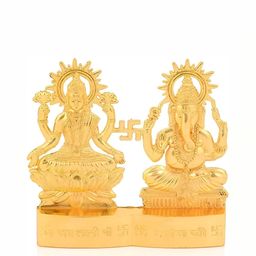 Navyaksh Gold-toned Lakshmi Ganesh Showpiece-image-2