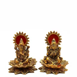 Navyaksh Gold Toned Lotus Sitting Lord Lakshmi & Ganesh Showpiece-57