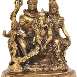 Navyaksh Gold Toned Shiva Parvati and Ganesha Murti Shiv Family Parivar Idol Showpiece-image-1