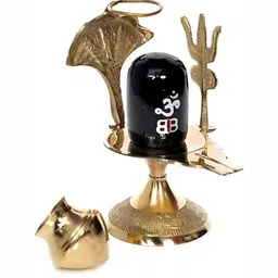 Navyaksh Black Brass ShivLing Abhishek Patra with Trishul and Nag Brass Idol Showpiece-18