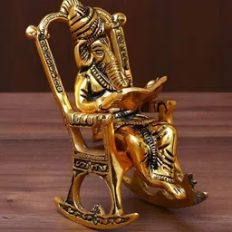 Navyaksh Gold- Tone Religious Lord Ganesha Metal Showpiece-15