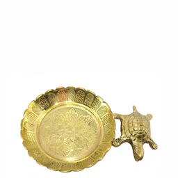 Navyaksh Gold Toned Tortoise With Plate Brass Decorative Showpiece-image-69