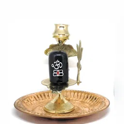 Navyaksh Black & Gold Toned  Shivling With Lota Showpiece-image-22