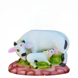 Navyaksh White Marble Kamdhenu Cow Calf Statue Showpiece-image-52