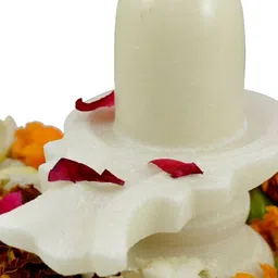 Navyaksh White Shiv Ling Murti Natural Marble Stone Idol Showpiece-33