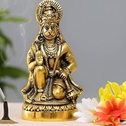 Navyaksh  Gold-Tone Religious Idol Metal  Hanuman ji Showpiece-11