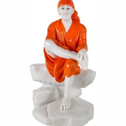 krishnagallery1 Orange and White Marble Sai Baba Antique Statue Decorative Showpiece-image-13