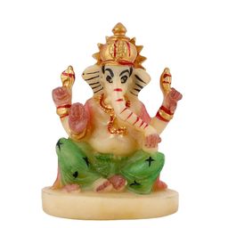 CraftVatika Beige & Green Lord Ganesh Idol Mable Showpiece-image-58