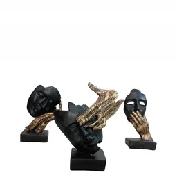 SANKALAN CREATIONS Black Face Sculpture with Hand Figurine Showpiece-image-20