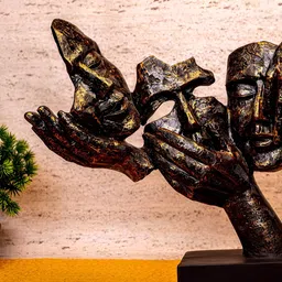 SANKALAN CREATIONS Black & Gold-Toned Human Face Showpiece-image-52