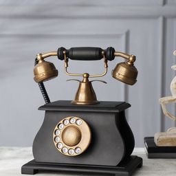 EXIM DECOR Black & Gold-Toned Vintage Style Telephone Showpiece-image-60