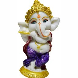 GW CREATIONS White & Gold Toned Lord Ganesha Idol Showpieces-image-37
