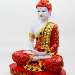 GW CREATIONS Red & White Textured Buddha Idol Showpiece-15