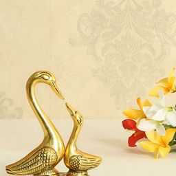HANDICRAFTS PARADISE Gold-Toned Swan set Showpiece-image-98