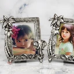 HANDICRAFTS PARADISE Gold-Toned Photo Frame Pair with elephant face Showpiece-15