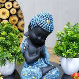 GW CREATIONS Blue 3 Pieces Buddha Figurine Showpiece-image-5