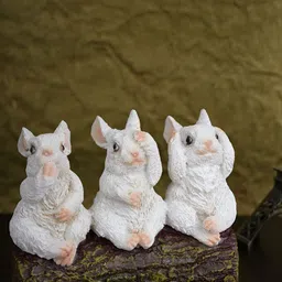Vikarafty White & Pink Rabbit Figurine Showpiece-8