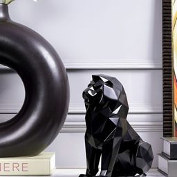 Artarium LLP Black Geomteric Sitting Lion Showpiece-image-19