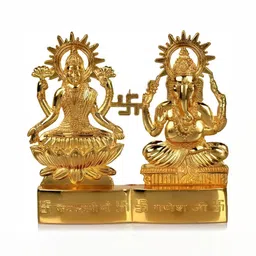 Navyaksh Gold Toned Laxmi Ganesh Brass Religious Idol Showpiece-image-26