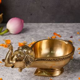 The Advitya Elephant Big Diya Brass Idol Showpiece-image-27